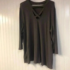 Paper Moon XXL Gray Sweater Cross Front Lightweight Long Sleeve